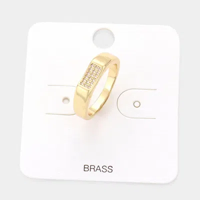 Fashnzfab Rhinestone Embellished Brass Metal Ring In Gold