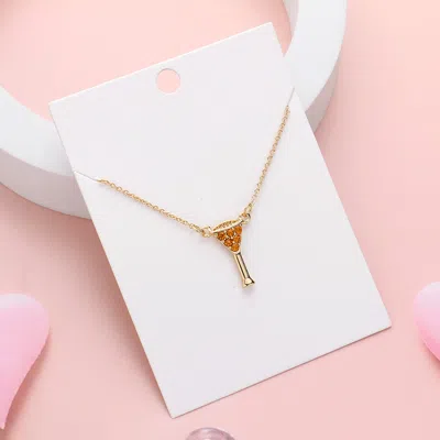 Fashnzfab Rhinestone Embellished Cocktail Pendant Necklace In Gold