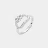 Fashnzfab Rhinestone Embellished Curved Open Oval Ring In Metallic