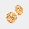 Fashnzfab Rhinestone Embellished Dome Stud Earrings - Rose Gold, Peach In Gold
