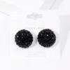 Fashnzfab Rhinestone Embellished Dome Stud Evening Earrings - Jet Black In Black