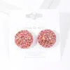 Fashnzfab Rhinestone Embellished Dome Stud Evening Earrings - Lt Rose In Pink