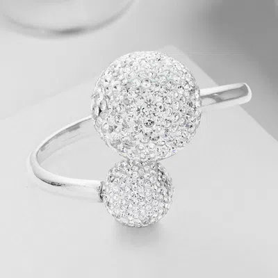 Fashnzfab Rhinestone Embellished Double Ball Hinged Evening Bracelet Rhodium In Multi