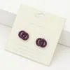 Fashnzfab Rhinestone Embellished Double Open Circle Link Stud Earrings - Amethyst In Purple
