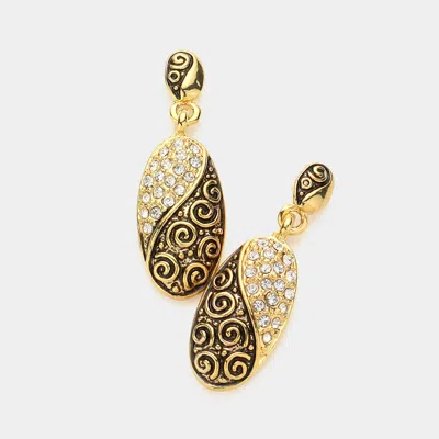 Fashnzfab Rhinestone Embellished Earrings In Gold
