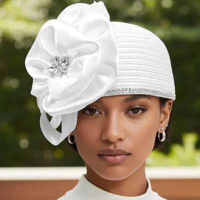 Fashnzfab Rhinestone Embellished Elegant Floral Accent Fascinator Dressy Hat In Yellow