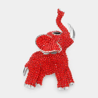 Fashnzfab Rhinestone Embellished Elephant Pin Brooch In Multi