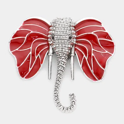 Fashnzfab Rhinestone Embellished Elephant Pin Brooch In Multi