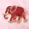 Fashnzfab Rhinestone Embellished Elephant Pin Brooch In Red