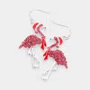 Fashnzfab Rhinestone Embellished Enamel Metal Santa Hat Flamingo Dangle Earrings - Fuchsia In Red