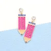 Fashnzfab Rhinestone Embellished Enamel Pencil Dangle Earrings - Fuchsia In Pink
