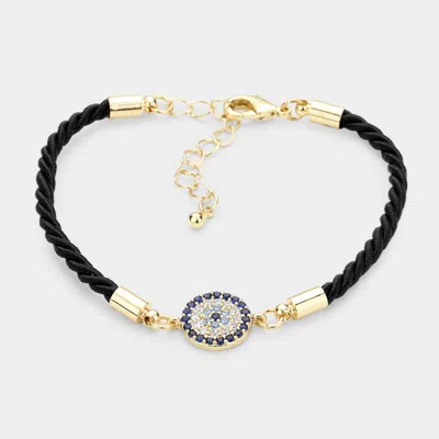 Fashnzfab Rhinestone Embellished Evil Eye Charm Bracelet In Multi