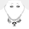 Fashnzfab Rhinestone Embellished Fleur De Lis Accented Football Helmet Uniform Pendant Necklace In Multi