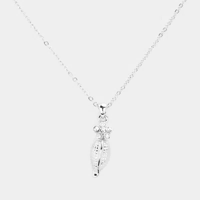 Fashnzfab Rhinestone Embellished Flower Pendant Necklace In Multi