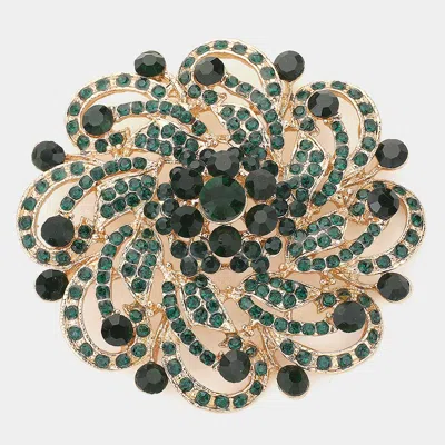 Fashnzfab Rhinestone Embellished Flower Pin Brooch In Black
