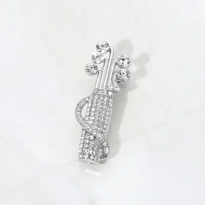 Fashnzfab Rhinestone Embellished Golf Bag Pin Brooch In Multi