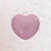 Fashnzfab Rhinestone Embellished Heart Evening Clutch / Crossbody Bag In Pink