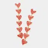 Fashnzfab Rhinestone Embellished Heart Link Dangle Earrings - Red In Red