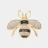 Fashnzfab Rhinestone Embellished Honey Bee Pin Brooch In Gold