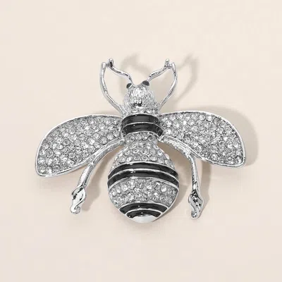 Fashnzfab Rhinestone Embellished Honey Bee Pin Brooch In Gray
