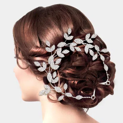 Fashnzfab Rhinestone Embellished Leaf Cluster Vine Bun Wrap Headpiece In Metallic