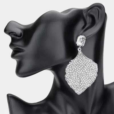 Fashnzfab Rhinestone Embellished Leaf Dangle Earrings In Multi