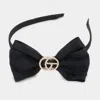 Fashnzfab Rhinestone Embellished Metal Accented Bow Headband In Black