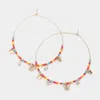 Fashnzfab Rhinestone Embellished Metal Heart Beaded Open Circle Earrings In Multi