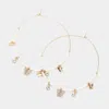 Fashnzfab Rhinestone Embellished Metal Butterfly Beaded Open Circle Earrings - White In Gold