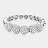 Fashnzfab Rhinestone Embellished Metal Dome Stretch Bracelet Silver In Silver