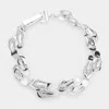 Fashnzfab Rhinestone Embellished Metal Flip Flop Link Magnetic Bracelet Silver In Silver