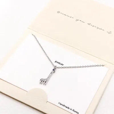 Fashnzfab Rhinestone Embellished Metal Giraffe Pendant Necklace In Metallic