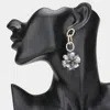 Fashnzfab Rhinestone Embellished Metal Link Teardrop Bead Cluster Ball Dangle Earrings In Metallic