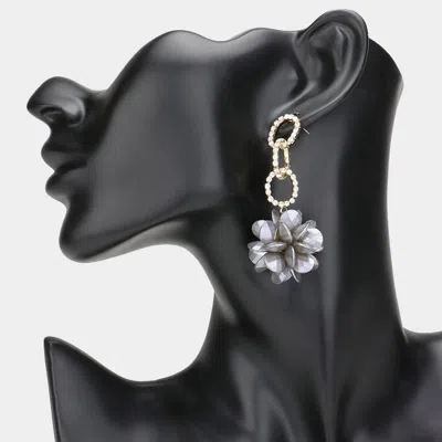 Fashnzfab Rhinestone Embellished Metal Link Teardrop Bead Cluster Ball Dangle Earrings In Metallic