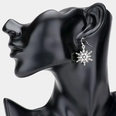Fashnzfab Rhinestone Embellished Metal Snowflake Dangle Earrings In Gold