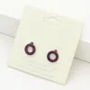 Fashnzfab Rhinestone Embellished Open Circle Stud Earrings - Amethyst In Brown