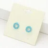 Fashnzfab Rhinestone Embellished Open Circle Stud Earrings - Aqua In Blue
