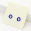 Fashnzfab Rhinestone Embellished Open Circle Stud Earrings - Sapphire In Blue