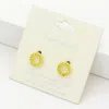 Fashnzfab Rhinestone Embellished Open Circle Stud Earrings - Yellow In Yellow