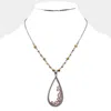 Fashnzfab Rhinestone Embellished Open Metal Teardrop Pendant Necklace In Metallic