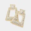 Fashnzfab Rhinestone Embellished Open Trapezoid Earrings - Gold In Gold