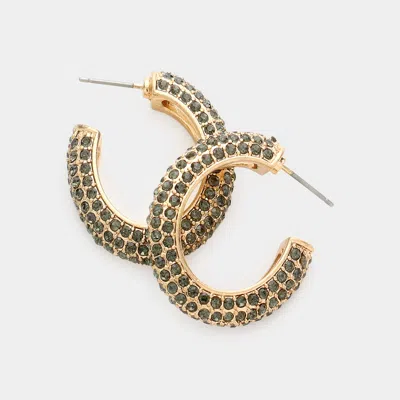Fashnzfab Rhinestone Embellished Oval Hoop Evening Earrings In Multi