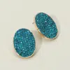 Fashnzfab Rhinestone Embellished Oval Stud Earrings - Blue In Blue