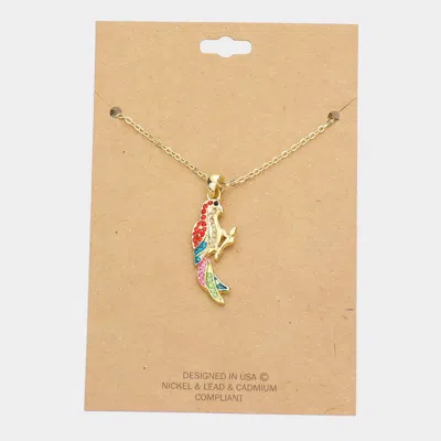 Fashnzfab Rhinestone Embellished Parrot Pendant Necklace In Gold