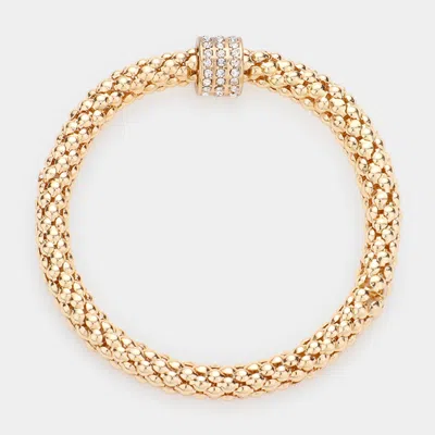 Fashnzfab Rhinestone Embellished Ring Pointed Stretch Bracelet Gold