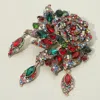 Fashnzfab Rhinestone Embellished Rose Flower Pin Brooch In Multi