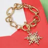 Fashnzfab Rhinestone Embellished Snowflake Charm Toggle Bracelet Gold In Gold