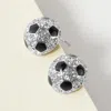 Fashnzfab Rhinestone Embellished Soccer Stud Earrings - Rhodium In Metallic