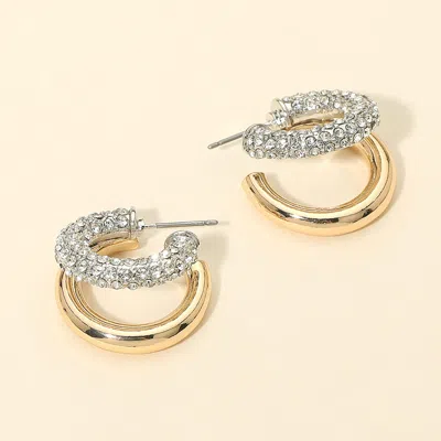 Fashnzfab Rhinestone Embellished Split Metal Hoop Earrings In Multi