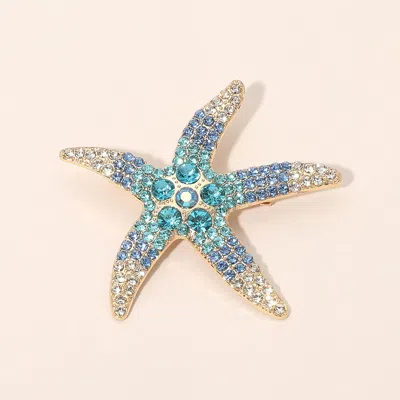 Fashnzfab Rhinestone Embellished Starfish Pin Brooch In Multi